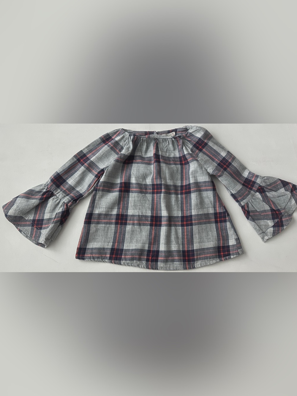 Crewcuts Gray Plaid Top with Navy & Pink Accents.  Size 4T.